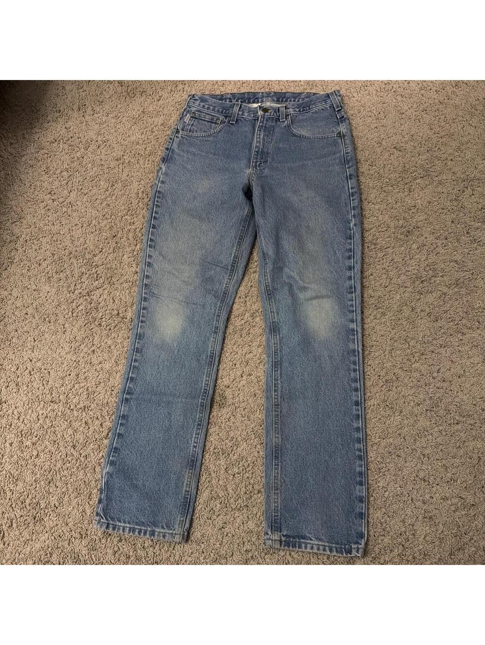 Carhartt B18-DST Tradition Straight Fit Blue Work Jeans Men’s Size 32x32 Faded